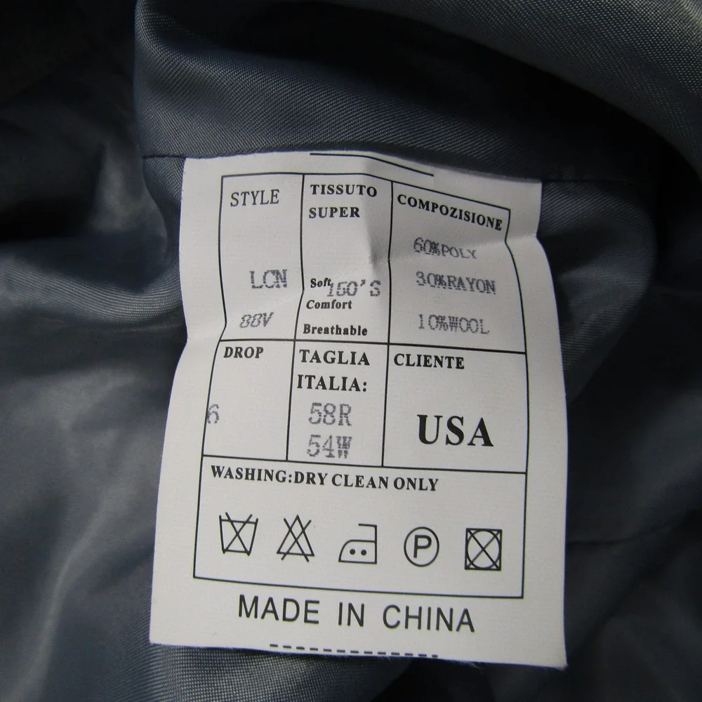 LCN Vest Mens 54W Gray Tissuto Super 150s Wool Blend Suit Waistcoat Wedding